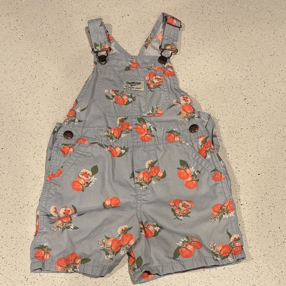 OshKosh B'gosh Kids Overalls - Gray with Orange Floral